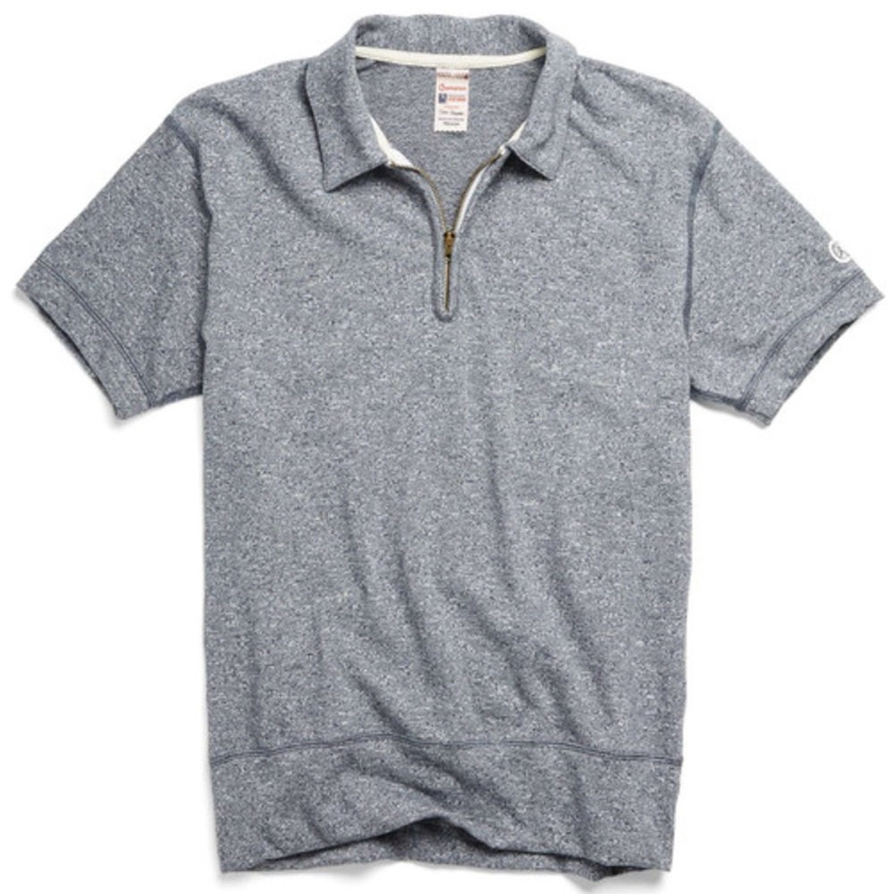 Todd Snyder + Champion Half Zip Gray Polo